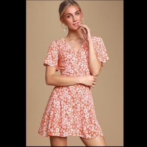 Magnolia Orange Floral Print